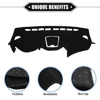 Dashboard Cover Compatible for Hyundai Santa Fe 2013-2018, Non-Slip Polyester Black Dash Cover Mat Dash Board Protector Cover - color: Black