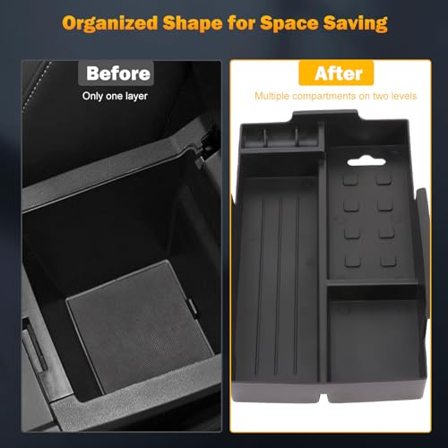 Car Center Console Organizer Tray Armrest Insert Storage Tray Accessories Compatible with Toyota Camry 2012-2015 (Black)