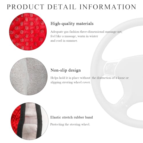 Yourkar Elastic Steering Wheel Cover, 15"×15" Comfy Breathable Stretch Steering Wheel Protector, Ice-Silk Cloth Polyester Steering Wheel Cover for Men Women, Car Accessories (Red) - color: Red