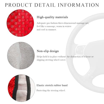 Yourkar Elastic Steering Wheel Cover, 15"×15" Comfy Breathable Stretch Steering Wheel Protector, Ice-Silk Cloth Polyester Steering Wheel Cover for Men Women, Car Accessories (Red) - color: Red