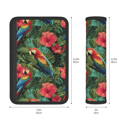 Tropical Floral Steering Wheel Cover Elastic Non-Slip Car Steering Wheel Covers with Seat Belt Shoulder Pad for Women Men - color: Tropical Floral