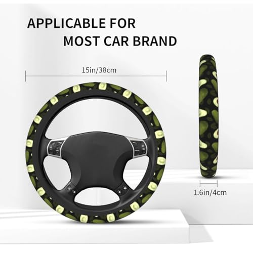 Avocado Steering Wheel Cover With 2 Car Coasters Non Slip Neoprene For Women Men Universal 15 Inch - color: Avocado