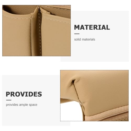 Healifty Car Window Armrest Storage Box, Leather Door Side Arm Rest Organizer Pad with Storage Pockets for Truck Vehicle Automotive Elbow Support, Universal Fit Interior Accessories, Beige