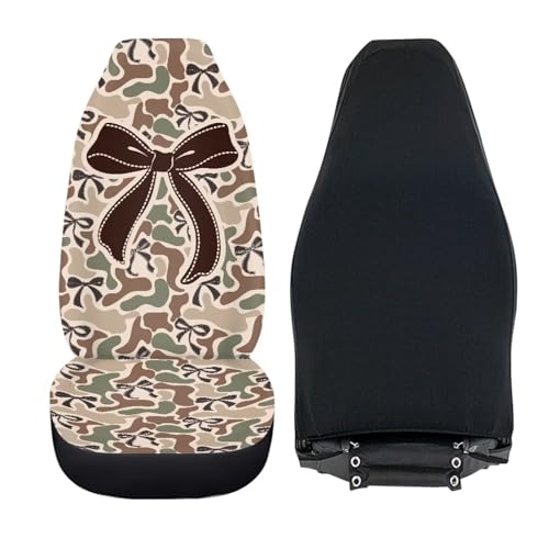 Bow Car Seat Covers Camo Hunting Car Seat Cover Protector Front Seats Easy to Install and Clean Automotive Interior Seats Covers Suitable for Most Cars,SUV,Sedan - color: Bow Camo Hunting