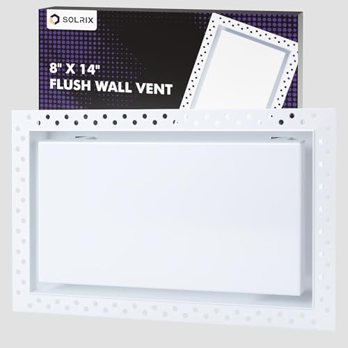 Flush Wall Vent 8x14, White AC Vent Cover Metal Wall Vent Cover Modern HVAC Air Return Register Cover Paintable Wall-Mounted Air Register Grille for Ceiling Walls - color: 8x14