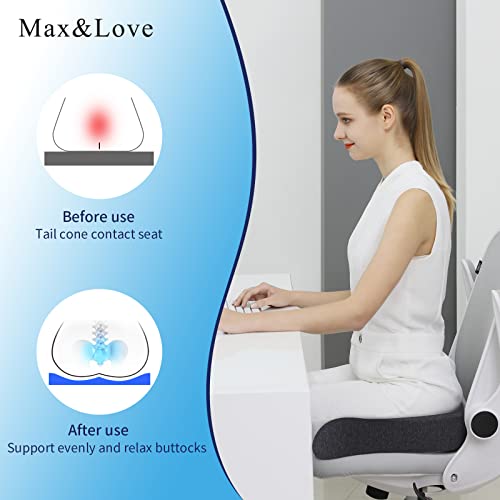Memory Foam Seat Chair Cushion for Relieves Back Sciatica Pain Tailbone Pain Coccyx Degenerating Disc Orthopedic Osteoarthritis Prostate Cushion Low Back Pain Cushion Hip Shaping (Dark Gray) - color: Dark Gray