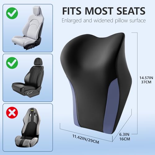 BABUR Car Headrest Pillow | Ergonomic Memory Foam Neck Shoulder Support Pillow with Adjustable Design & Enlarged Surface | Pain Relief for Driving Travel Sleeping | Blue 1 Pack - color: Blue