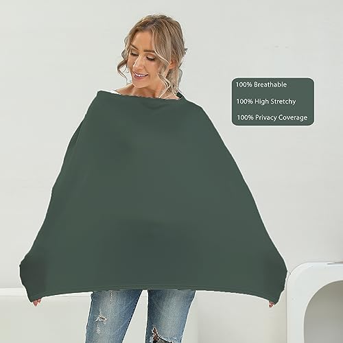Breathable Car Seat Cover for Babies – Multi-Purpose Soft Rayon Nursing Cover for Breastfeeding, High Stretchy Infant Carseat Canopy, Stroller Cover (Smooth Rayon, Roman Green) - color: Roman Green