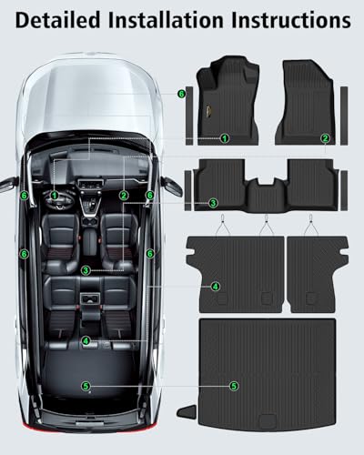 Floor Mats Custom Fit for Jeep Compass 2017-2025 2026 Trunk Mat with Backrest Mat All Weather TPE Rubber Cargo Liner Anti-Slip Full Set for Compass Accessories (Trunk Mat+Backrest Mats+Floor Mats) - size: For Jeep Compass 2017-2026