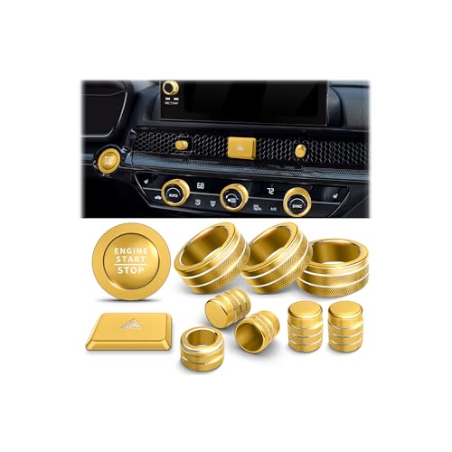 Polodunn for Honda Civic 2022-2026 Accessories, CRV 2023-2026 & Acura Ingetra 2023-2026 (Fit 9" Screen/ 1 Audio Knob), 11pcs Knob Cover Kit - Hazard Light, Push Start, Audio, AC & Air Vent (Gold) - color: Gold, size: 1 Audio Knob Screen
