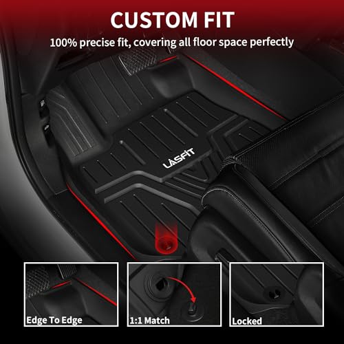 LASFIT Floor Mats for Honda CR-V CRV 2022 2021 2020 2019 2018 2017 (Gasoline & Hybrid), All Weather Custom Fit TPE Floor Liners, 1st & 2nd Row, Black (EX/EX-L/LX/Touring/Sport/Special Edition) - style: 2）For Honda CR-V | 2017-2022 | 1st & 2nd Row