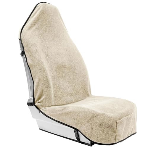 Season Guard Towel Seat Cover, Waterproof Car Seat Protectors for Gym, Workout & Active Lifestyle, Universal Fit for Car SUV Truck Van, Non-Slip 3 Strap Design, Machine Washable, 1 Pack Tan - color: 1pcs Front Tan
