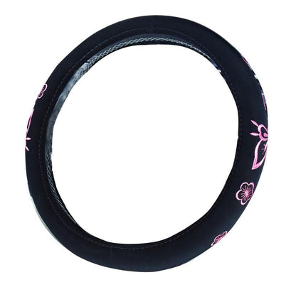 Mayco Bell Automotive Women Embroidery Cute Car Steering Wheel Cover (Pink) - color: Pink Butterfly
