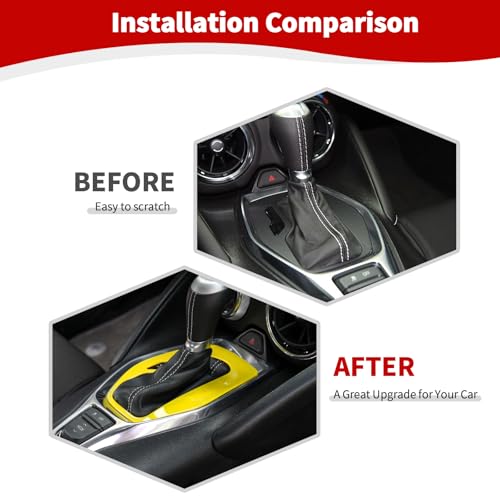 RT-TCZ for Chevy Camaro Gear Shift Panel Trim Cover Yellow for Chevrolet Camaro 2016-2024 Yellow Interior Accessories