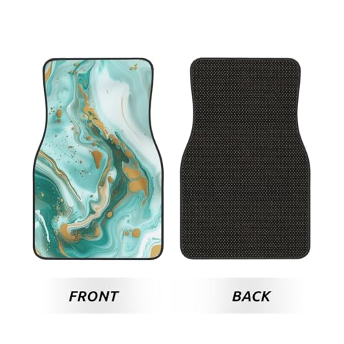Universal Fit Car Floor Mats, Teal Aqua Marble Modern Art Abstract Set of 4pcs Car Carpet Fit for SUV, Vans, Sedans, Trucks - color: Teal Aqua Marble