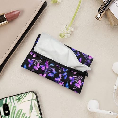Butterfly Small Purse, Fashion Tissue Pockets for Coins Stylish Car Tissue Holder Sturdy Travel Paper Holder Easy to Carry Universal for Car - color: Butterfly1