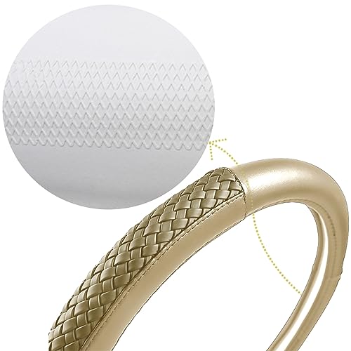 Flying Banner car Steering Wheel Cover Faux Leather Massage Universal fit 3D Honeycomb Hole Anti-Slip Sporty 15 Inches (Tan Tan) - color: Tan Tan