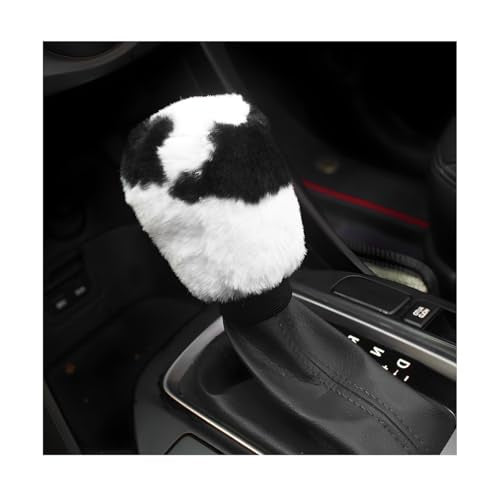 Cow Print Car Accessories Set, Fluffy Cow Print Plush Steering Wheel Cover, Gear Shift Cover, Warm Fuzzy Console Armrest Pad & Handbrake Cover, Car Decoration Accessories (Shift Cover) - color: Shift Cover