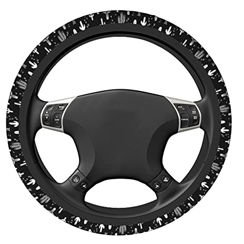 Fun Western Cactus Steering Wheel Covers Non Slip Neoprene Wheel Protector Universal 15 inch for Car Accessories - color: Black40