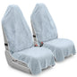 Car Seat Towel Cover, 2pcs Universal Front Seat Protector for Cars, SUVs and Trucks, Sweat Towel Car Seat Cover for Gym, Yoga, Swimming, Pets and Family Travel, Light Gray