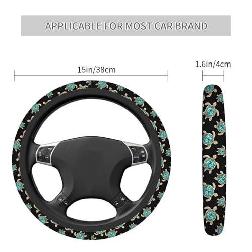Swono Turtle with Stones Blue Car Neoprene Steering Wheel Cover Jewelry in The Form of A Turtle with Blue 15 Inch Anti-Slip Wheel Wrap Case Protector for SUV Sedan Vans Trucks - color: multi-051