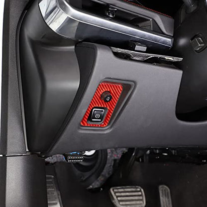 TOYCIDFG Handbrake Control Panel Frame Trim Cover Compatible with Chevrolet Corvette C8 Z06 2020-2024 Carbon Fiber Handbrake Switch Interior Accessories (Red Carbon Fiber)
