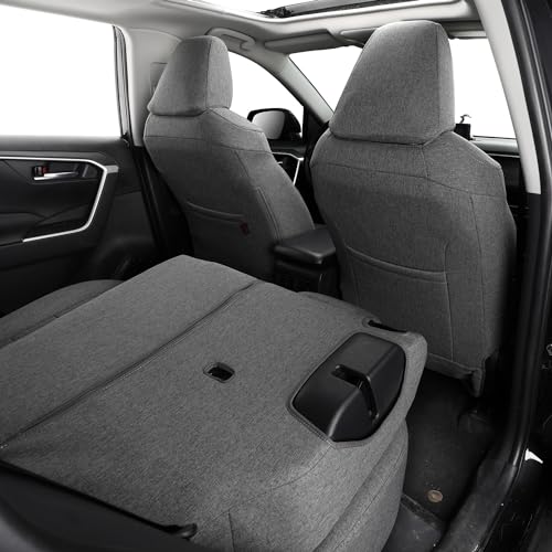Custom Fit RAV4 Car Seat Covers for Select Toyota RAV4 LE 2013 2014 2015 2016 2017 2018,Full Coverage Polyester Seat Protector (Full Set,Gray) - color: Gray, size: 2013-2018 RAV4 LE