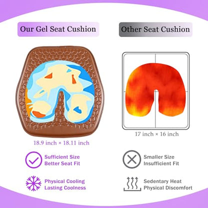 Thin Gel Seat Cushion for Car Seat, Office Chair, Wheelchair, Golf Cart - Non-Slip Car Seat Cushions with 0.7 Inch Gel - Sciatica & Coccyx Pain Relief (Leather, Brown) - color: Brown