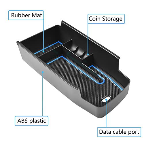 Center Console Organizer Tray Compatible with Chevy Bolt EUV Bolt EV Accessories 2022-2023 Interior Secondary Armrest Storage Glove Box Divider ABS Material, Customized Design, Blue