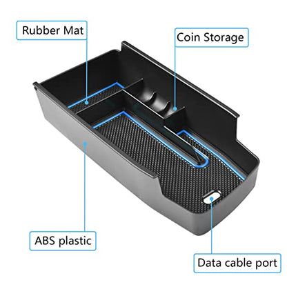Center Console Organizer Tray Compatible with Chevy Bolt EUV Bolt EV Accessories 2022-2023 Interior Secondary Armrest Storage Glove Box Divider ABS Material, Customized Design, Blue