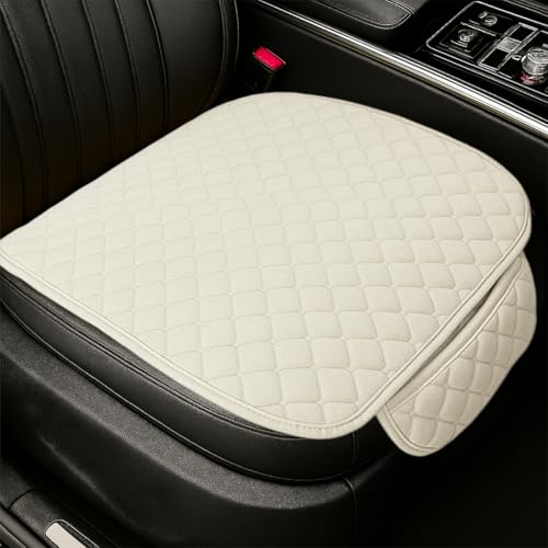 YoRise Comfortable Car Seat Cover, Linen Breathable Anti-Slip Front Bottom Seat Cushion Pad with Storage Pocket, Universal Auto Interior Seats Protector Accessories for Car Truck SUV (Beige) - color: Beige