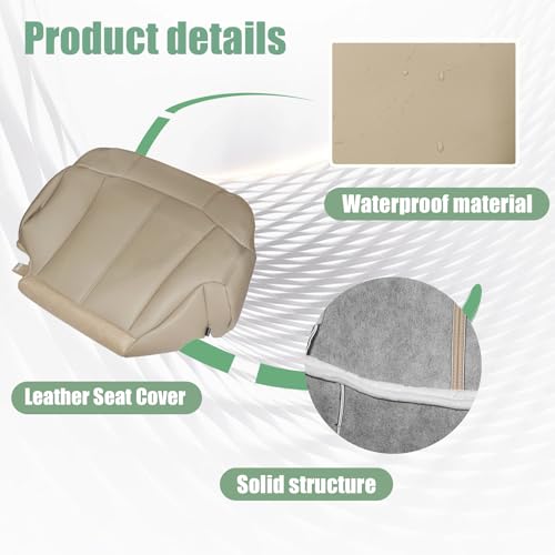Priprilod Driver Side Bottom Seat Cover & Foam Cushion Replacement Light Tan #522/922 Compatible with Chevy Tahoe/Suburban 1500 2500 1999 2000 2001 2002 | Faux Leather | Fits Heated & Non-Heated Seats - color: Tan