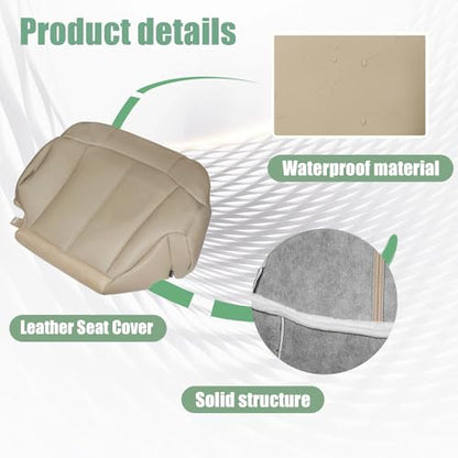 Priprilod Driver Side Bottom Seat Cover & Foam Cushion Replacement Light Tan #522/922 Compatible with Chevy Tahoe/Suburban 1500 2500 1999 2000 2001 2002 | Faux Leather | Fits Heated & Non-Heated Seats - color: Tan