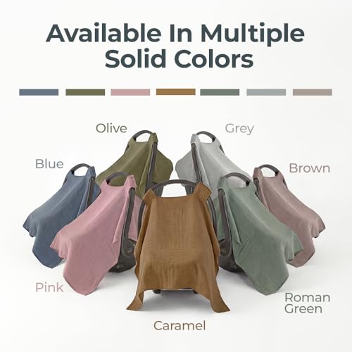 MOZAH Baby Car Seat Cover - Warm Taupe - 100% Organic Muslin - Soft, Breathable and Lightweight, Baby Infant Car Seat Essentials - color: Warm Taupe, style: Travel Car Seat