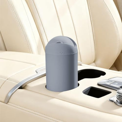 Car Trash Can with Lid, Portable Silicone Vehicle Cup Holder Dustbin Garbage Can, Compact Round Automobile Interior Rubbish Bin Garbage Container, Universal for RV Truck SUV (Gray) - color: Gray