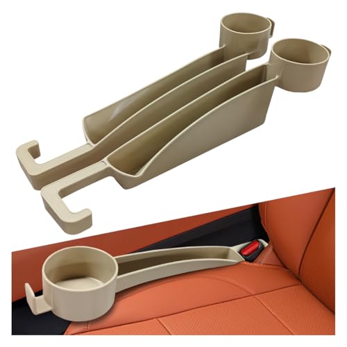 YoRise 2PCS Dual Slot Car Seat Gap Filler Organizer, Multifunctional Car Side Seat Gap Guard Spacer with Cup Holder, Universal Auto Storage Accessories for Preventing Items Falling Out (Beige)