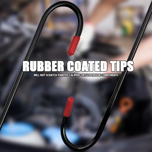 4PCS Car Brake Caliper Hooks, Vehicle Caliper Hangers with Rubber Caps, S-Shaped Automotive Accessories for Braking, Axle, Bearing, Suspension Work for SUV, Truck, RV（Black/4PCS/Red Cap） - color: Black/Red Cap, size: 4PCS