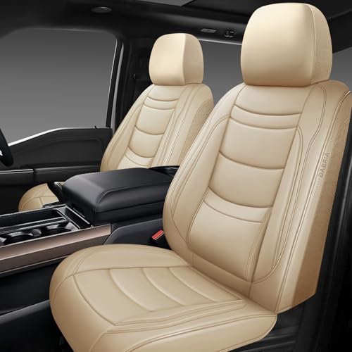 Leather Car Seat Covers Full Set,Universal Fit for Most Cars,SUVs and Sedans,Waterproof Luxury Leatherette Cushions, 5 Seats Protectors (Beige, Front Pair-2 Seats(Driver and Passenger)) - color: Beige, size: Front Pair-2 seats(driver and passenger)