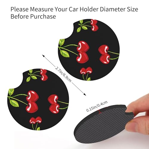 Cherry Hearts Red Steering Wheel Cover Cherry Hearts Red Steering Wheel Cover Car Women Breathable Universal for 14-15 Inch Anti-Slip 2 Pieces Car Coasters for Men Women - color: 1-Cherry Hearts