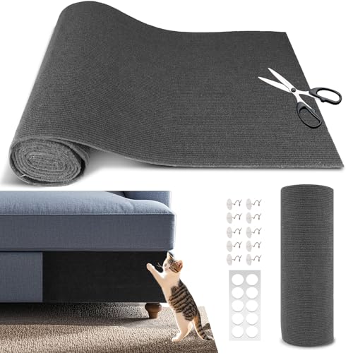 Cat Scratch Furniture Protector, 39.4"x15.8" Self Adhesive Cat Scratch Mat Pad,Cut to Fit DIY Replacement Carpet for Tree,Wall,Bed,Door, Couch Protector (Dark Grey) - color: Dark Grey, size: 15.8"W x 39.4"L