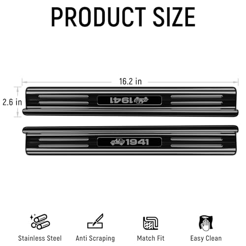 ZZEQYG 2 Pcs Stainless Steel Door Sill Protector Compatible with Jeep Wrangler JK JKU Sport Sahara Rubincon 2007-2017 Accessories 2-Door Sill Guards Trim (Black Brushed)