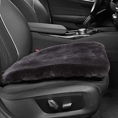 IRIWOOL Genuine Sheepskin Auto Seat Pad, Australian Soft Wool Seat Cover Breathable and Sweat-Wicking Comfort Warm Universal Fit,19.2 inch x19.2 inch (Front seat Cushion 1pc, Dark Grey) - color: Dark Grey, size: 1 Count (Pack of 1)