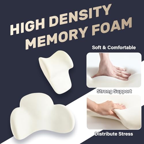 Coverado Lumbar Support and Headrest Pillow for Car, Memory Foam Ergonomic Head Neck Support Pillow for Driving Seat, Back Support and Pain Relief, Seat Cushion for Car, Driver, Office