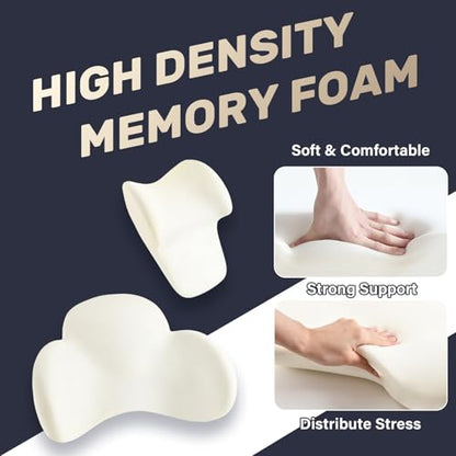Coverado Lumbar Support and Headrest Pillow for Car, Memory Foam Ergonomic Head Neck Support Pillow for Driving Seat, Back Support and Pain Relief, Seat Cushion for Car, Driver, Office