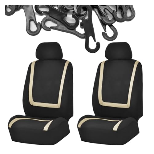YoRise 2PCS Car Front Seat Cover, Polyester Breathable Automotive Seat Protector, Comfortable Easy to Install Vehicle Seats Cover for Car, Truck, SUV (Beige) - color: Beige