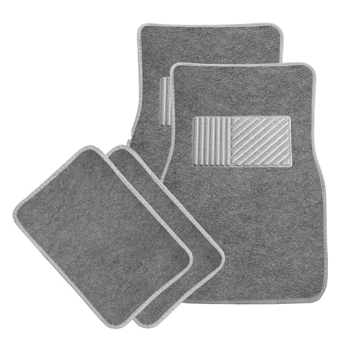 Sun Walker 4 PCS Car Floor Mats, Waterproof Anti-Slip Front & Rear Car Carpets with Driver Heel Pad, All Weather Floor Protective Pads Universal for SUVs Trucks Sedans Vans (Gray) - color: Gray