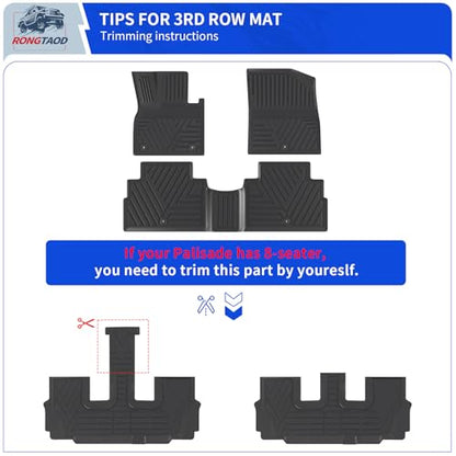 Floor Mats Compatible with 2020-2025 Hyundai Palisade 7 Seats Cargo Mat 2nd&3rd Row Kick Mat 2024 Palisade Accessories (2nd Row Backrest Mat+Trunk Mat with Backrest Mat+Floor Mats)