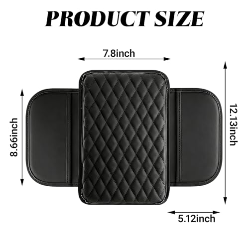 Car Center Console Cover, Upgraded Microfiber Car Armrest Cover Cushion, with 2 Storage Bags Scratch, Resistant Leather Cars Armrest Storage Box Universal Vehicles Accessories (Black) - color: Black
