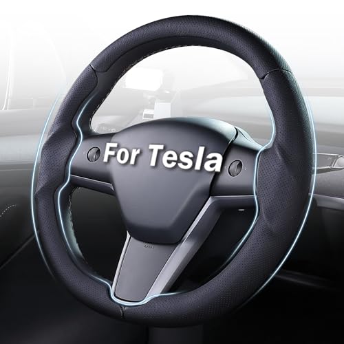 Steering Wheel Cover for Tesla Model 3 (2017-2023) / Model Y (2020-2024),Anti-Slip,Comfortable Grip, Breathable,Customized for Tesla Model 3/Y Accessories,Nappa Black - color: Nappa Black, size: For Model 3 (2017-2023) / Model Y (2020-2024)