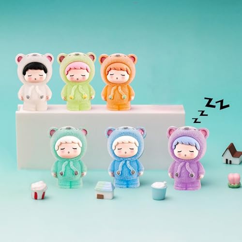 EFH Cute Resin Figurines Car Dashboard Decor 6 Color Luminous Dash Ornament Mini Desk Collectible Figurines for Women Girl Gifts